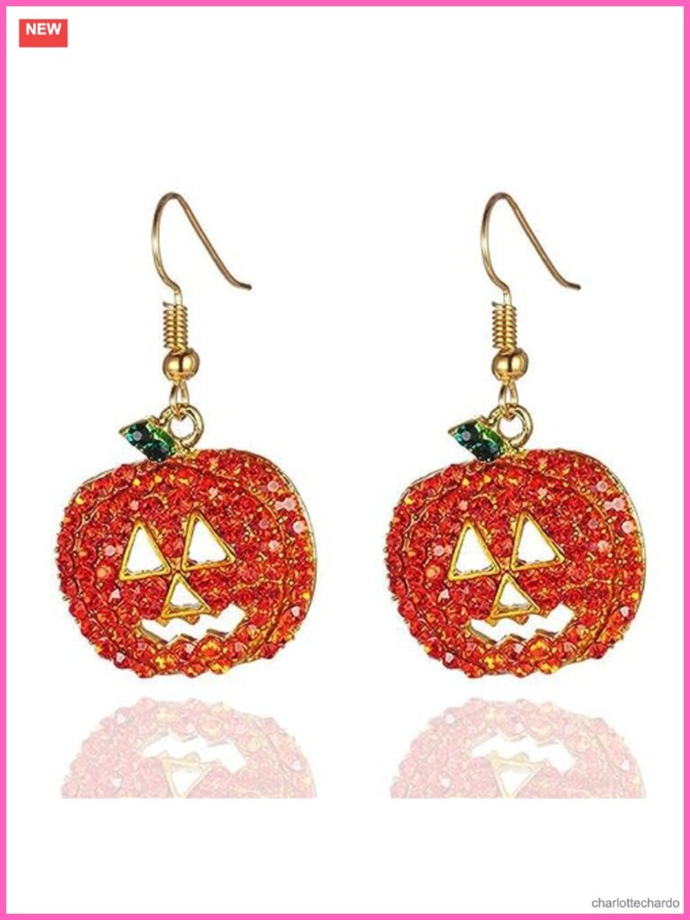 Crystal Pumpkin Drop Earrings Halloween Jewelry Zinc French Wire